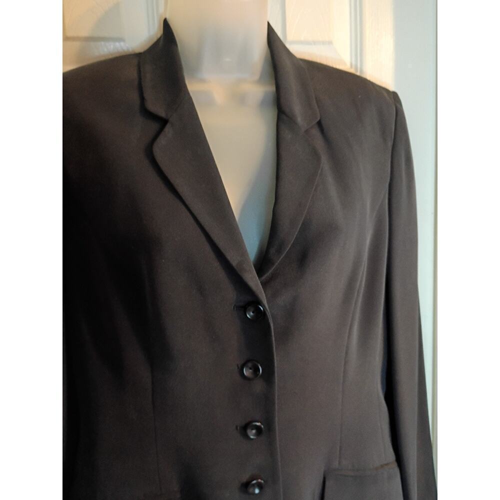 Due Per Due Blazer Black 100% Silk Sz 4 Classic Money - Picture 2 of 6